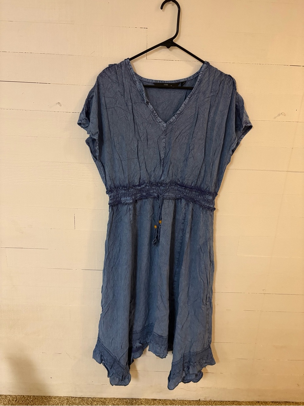 mile gabrielle Blue Rayon Boho Smocked Dress Size Large